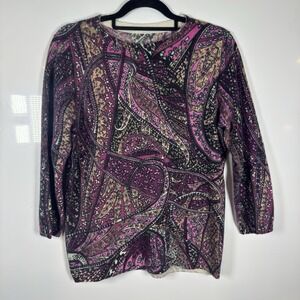 TALBOTS Audrey Cashmere Sweater 3/4 Sleeve Multicolor PXL Pink